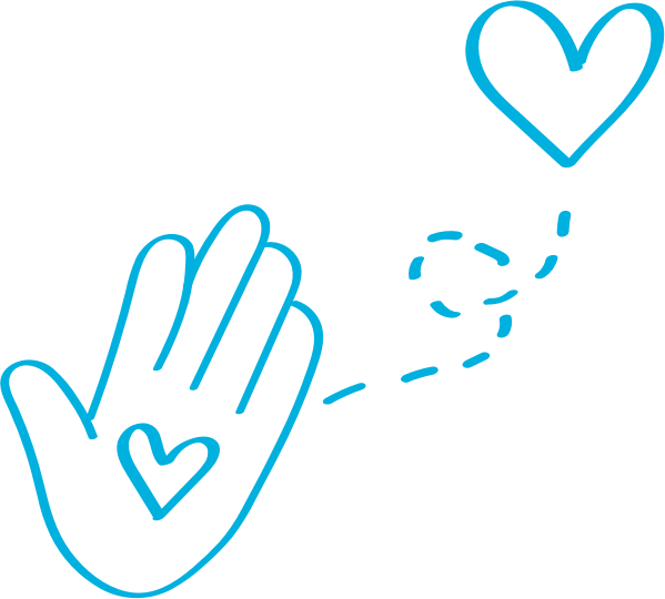 Hand holding a heart illustration