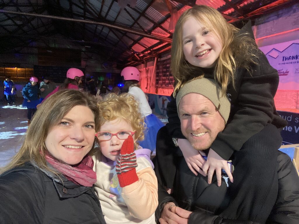 Indi and her family at Bayleys Skateathon
