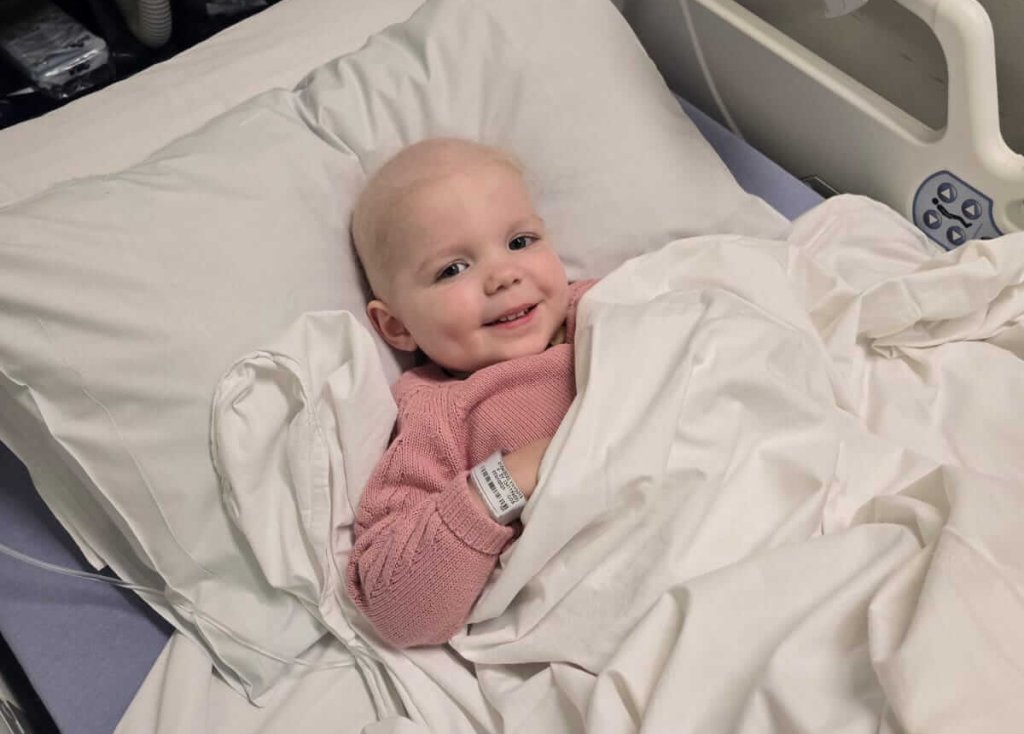 Holly on a hospital bed