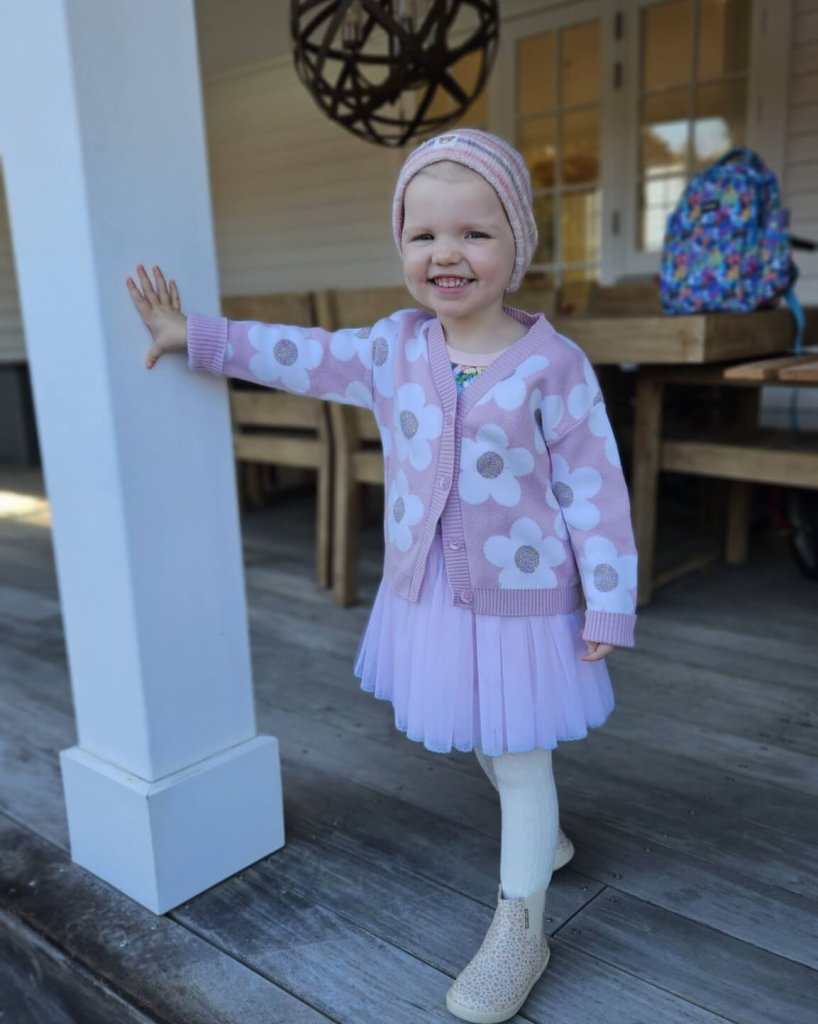 Holly in a pink dress